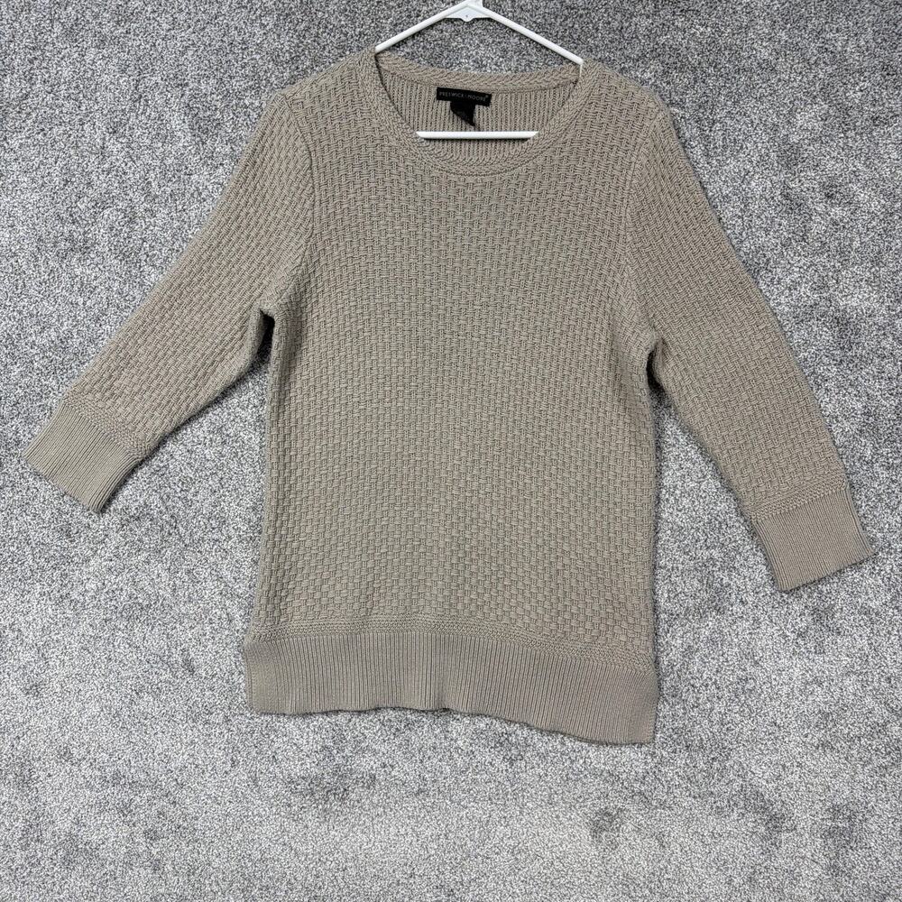 Preswick & Moore Sweater Womens Size Large Beige Waffle Knit Preppy Quiet Luxury
